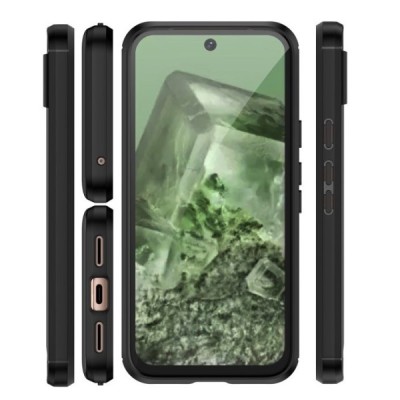 Google Pixel 8A "Carbon" hard silicone (TPU) black case - cover | Priedai.lt