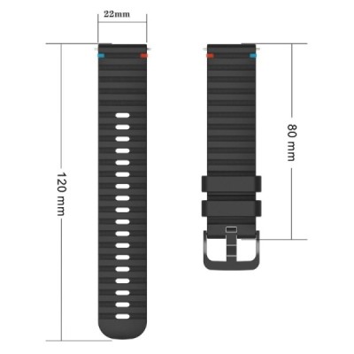 Wave smart watch (Samsung Galaxy Watch3, Gear, Watch GT) hard silicone (TPU) black bracelet | Priedai.lt