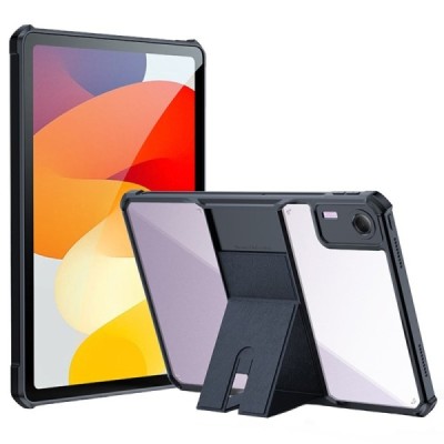 Xiaomi Redmi Pad SE 11" „XUNDD“ transparent black bordered hard silicone TPU acrylic case - back | Priedai.lt