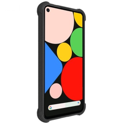 Google Pixel 4A 5G Imak reinforced protection hard silicone TPU black case - back + protective screen film | Priedai.lt