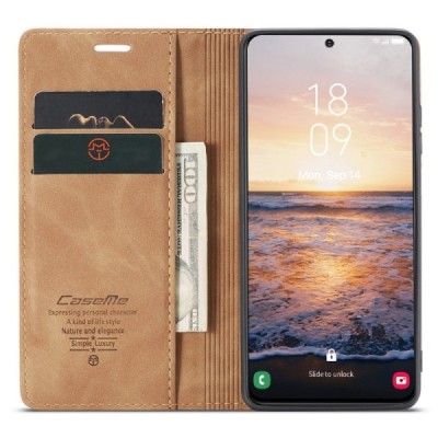 Samsung Galaxy S24 (SM-S921) CaseMe Retro Solid Flip Case Book - light brown | Priedai.lt
