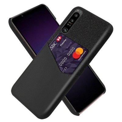 „KSQ“ Shell Sony Xperia 1 IV black leather case - back with pocket for cards | Priedai.lt