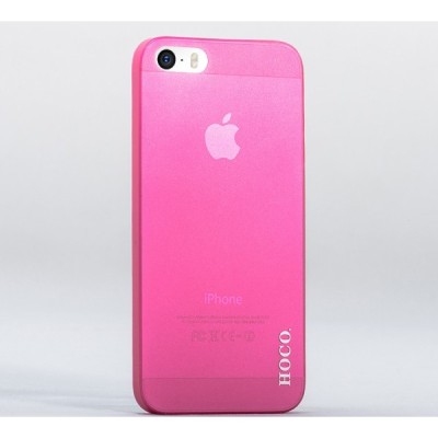 Hoco Thin Apple iPhone SE (5, 5s) rožinis skaidrus plastikinis plonas dėklas / Priedai.lt