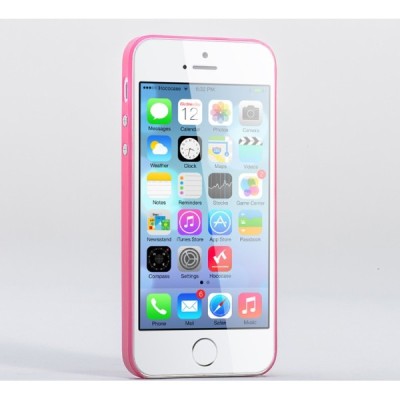 Hoco Thin Apple iPhone SE (5, 5s) rožinis skaidrus plastikinis plonas dėklas / Priedai.lt