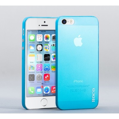 Hoco Thin Apple iPhone SE (5, 5s) mėlynas skaidrus plastikinis plonas dėklas / Priedai.lt