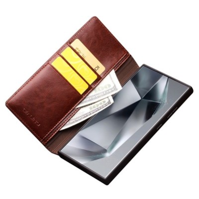 Samsung Galaxy S24 Ultra (SM-S928) „QIALINO“ flip-up brown leather case - booklet | Priedai.lt