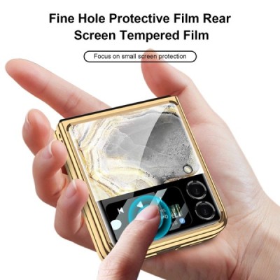 Samsung Galaxy Z Flip3 (F711) GKK Marble plastic gold case - back | Priedai.lt