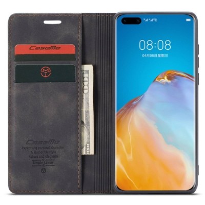 Huawei P40 Pro CaseMe Retro Solid Flip Case Book - Black | Priedai.lt