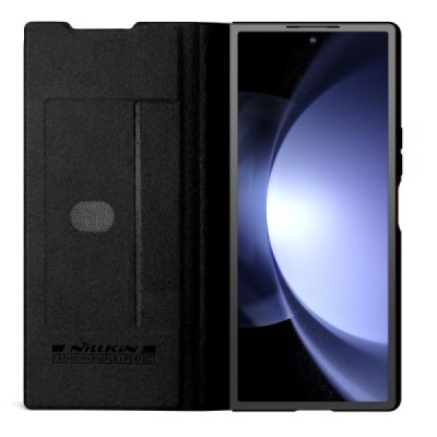 Samsung Galaxy Fold6 5G (SM-F956B) luxury Nillkin Qin Pro series black leather flip case - booklet | Priedai.lt