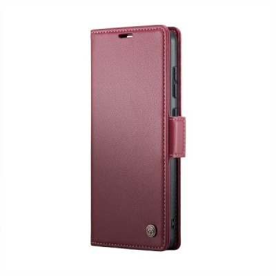 Xiaomi Poco X6 Pro 5G (Redmi K70E) CaseMe Leather Solid Flip Case Book - Burgundy | Priedai.lt