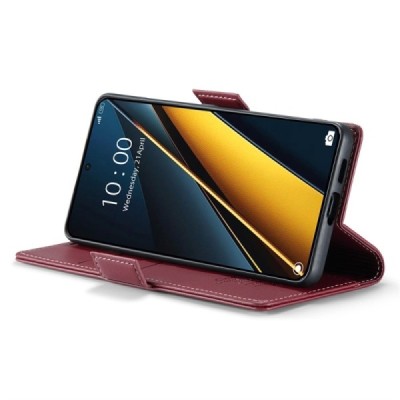 Xiaomi Poco X6 Pro 5G (Redmi K70E) CaseMe Leather Solid Flip Case Book - Burgundy | Priedai.lt
