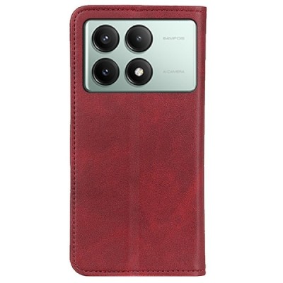 Xiaomi Poco X6 Pro 5G (Redmi K70E) „Split“ red leather flip case - booklet | Priedai.lt