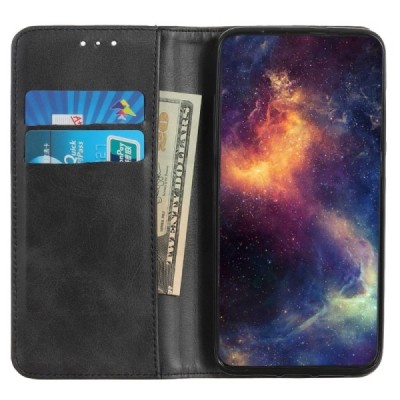Google Pixel 10 Pro / 10 / 9 Pro / 9 „Split“ black leather flip case - booklet | Priedai.lt