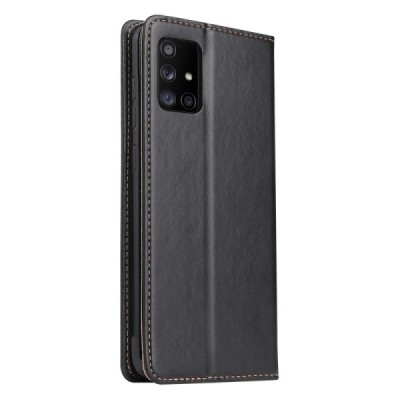 Samsung Galaxy A71 (5G) juodas odinis atverčiamas dėklas | Priedai.lt