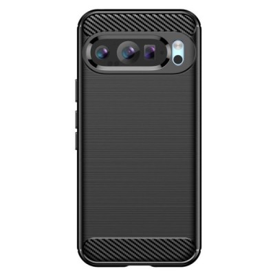 Google Pixel 9 (9 Pro) "Carbon" hard silicone (TPU) black case - cover | Priedai.lt