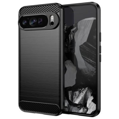 Google Pixel 9 Pro XL "Carbon" hard silicone (TPU) black case - cover | Priedai.lt