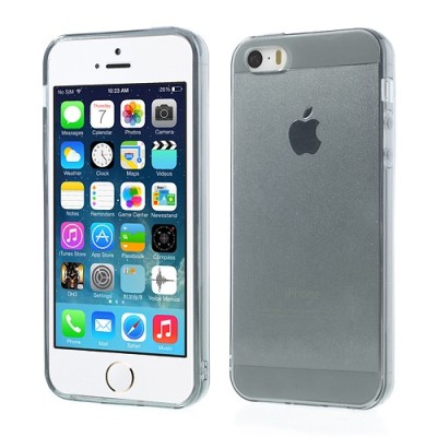 Apple iPhone SE (5, 5s) skaidrus pilkas kieto silikono TPU ploniausias pasaulyje dėklas / Priedai.lt