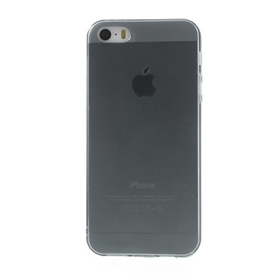 Apple iPhone SE (5, 5s) skaidrus pilkas kieto silikono TPU ploniausias pasaulyje dėklas / Priedai.lt