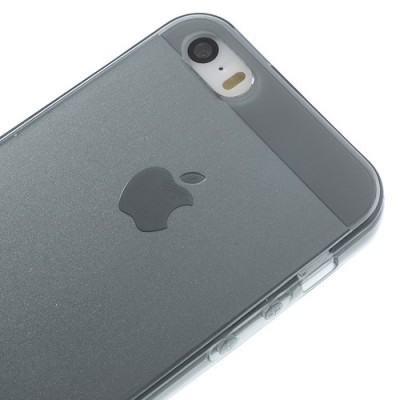 Apple iPhone SE (5, 5s) skaidrus pilkas kieto silikono TPU ploniausias pasaulyje dėklas / Priedai.lt