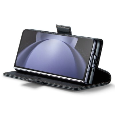 Samsung Galaxy Fold6 5G (SM-F956B) „CaseMe“ Leather solid flip black leather case - booklet | Priedai.lt