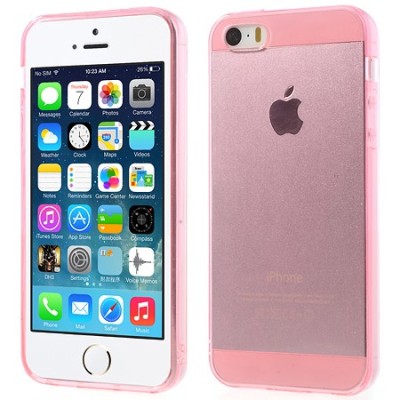 Apple iPhone SE (5, 5s) skaidrus rožinis kieto silikono TPU ploniausias pasaulyje dėklas / Priedai.lt