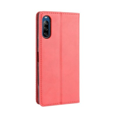 Sony Xperia L4 Vintage red leather flip case - booklet with magnet | Priedai.lt