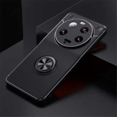 Xiaomi 13 Ultra "FOCUS" Kickstand hard silicone TPU black case - back | Priedai.lt