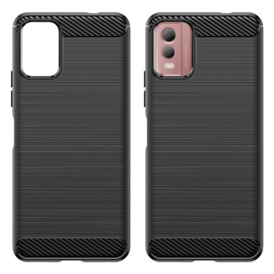 Nokia C32 "Carbon" hard silicone (TPU) black case - cover | Priedai.lt
