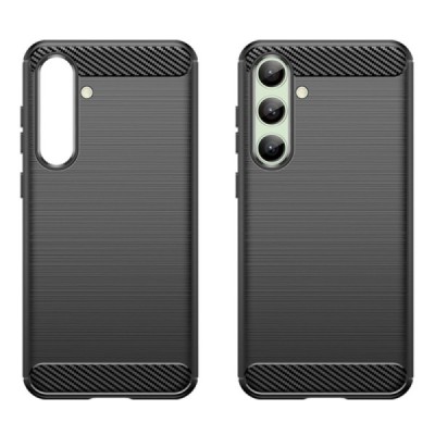 Samsung Galaxy S24 FE (SM-S721) "Carbon" hard silicone (TPU) black case - cover | Priedai.lt