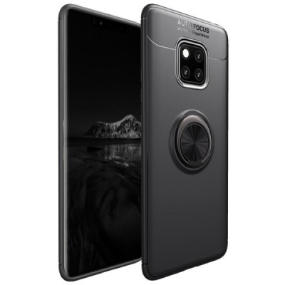 Huawei Mate 20 Pro "FOCUS" Kickstand hard silicone TPU black case - back | Priedai.lt