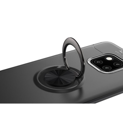 Huawei Mate 20 Pro "FOCUS" Kickstand hard silicone TPU black case - back | Priedai.lt