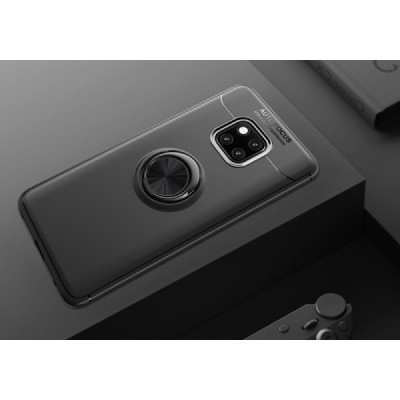 Huawei Mate 20 Pro "FOCUS" Kickstand hard silicone TPU black case - back | Priedai.lt