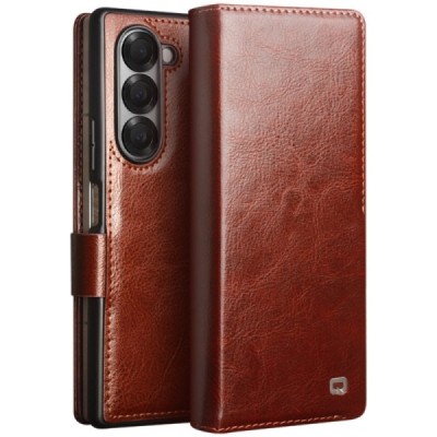 Samsung Galaxy Fold6 5G "QIALINO" flip-up leather case cover - brown | Priedai.lt