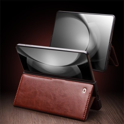 Samsung Galaxy Fold6 5G "QIALINO" flip-up leather case cover - brown | Priedai.lt