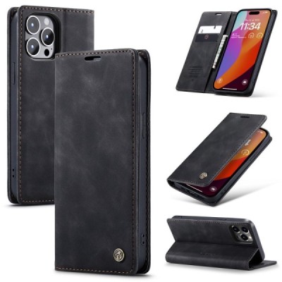 Apple iPhone 16 Pro CaseMe Retro Solid Flip Case Book - Black | Priedai.lt