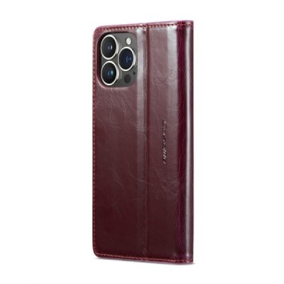 Apple iPhone 16 Pro CaseMe Leather Solid Flip Case Book - Burgundy | Priedai.lt
