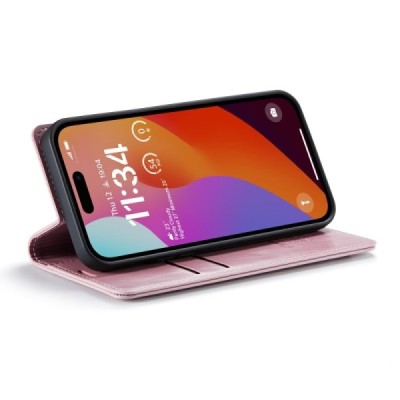 Apple iPhone 16 Pro CaseMe Leather Solid Flip Case Book - Pink | Priedai.lt