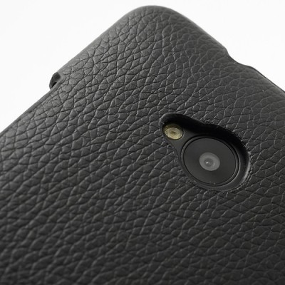 Atverčiamas odinis HTC One M7 juodas dėklas (Dėkliukas) / Priedai.lt