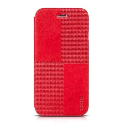 Prabangus „HOCO“ Crystal Fashion serijos odinis atverčiamas raudonas Apple iPhone 6 (6s) dėklas / Priedai.lt