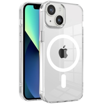 "Tubi" MagSafe Apple iPhone 14, 13 clear (transparent) hard silicone TPU case back cover | Priedai.lt