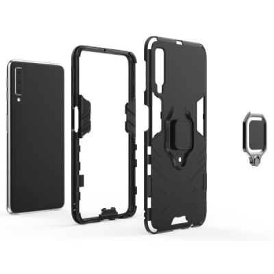 Enhanced protections "Kickstand" Samsung Galaxy A7 (2018) black hard silicone (TPU) and plastic case | Priedai.lt