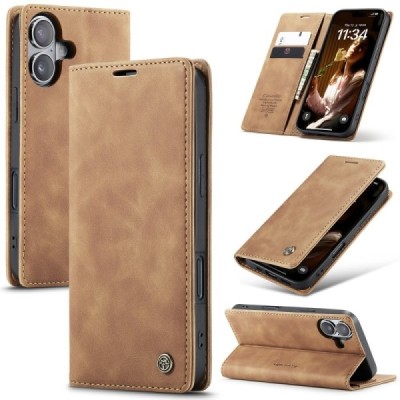 Apple iPhone 16 CaseMe Retro Solid Flip Case Book - Light Brown | Priedai.lt