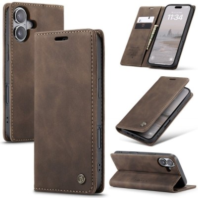 Apple iPhone 16 Plus CaseMe Retro Solid Flip Case Book - Brown | Priedai.lt