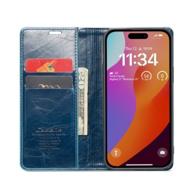 Apple iPhone 16 Plus CaseMe Leather Solid Flip Case Book - Blue | Priedai.lt