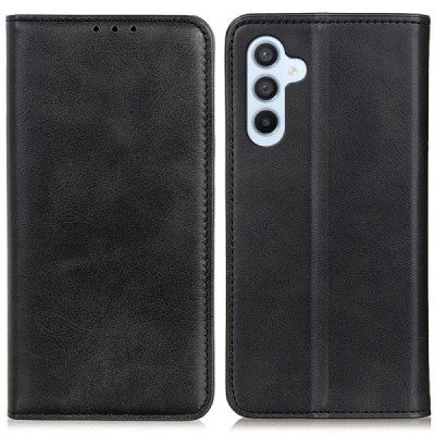 Samsung Galaxy S24 FE "Split" black leather flip case - book | Priedai.lt