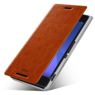 „Mofi“ Rui serijos Sony Xperia Z3 rudas odinis atverčiamas dėklas / Priedai.lt