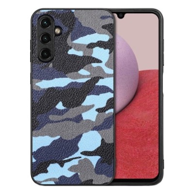 „Camouflage“ Pattern Samsung Galaxy A14 5G (SM-A146B, SM-A145F) mėlynas odinis dėklas | Priedai.lt