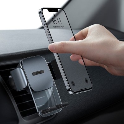 „Baseus“ Easy Control Clamp Set juodas automobilinis laikiklis (į groteles / ant panelės) | Priedai.lt