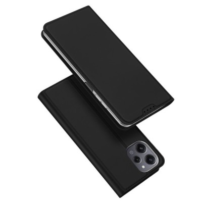 „Dux Ducis“ Skin serijos Xiaomi Redmi 12 4G 5G juodas odinis atverčiamas dėklas | Priedai.lt