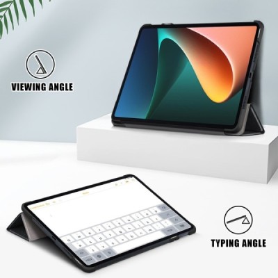 Xiaomi Pad 6 atverčiamas juodas odinis dėklas (sulankstomas) | Priedai.lt